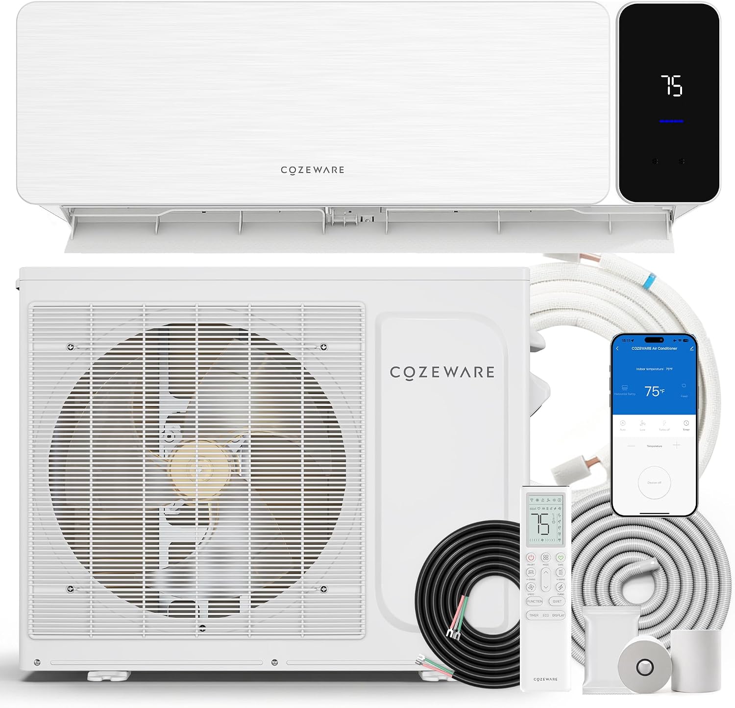 9000 BTU Mini Split AC/Heating System 115V 18 SEER2 | Ductless Inverter Mini Split Air Conditioner, Rapid Cooling in 30S, Quiet and Energy-saving, Visio Series