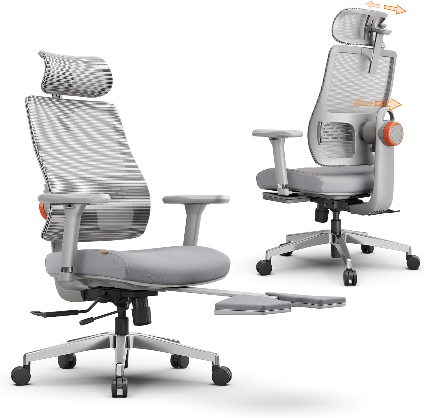 Ergonomic Office Chair, Auto-Following Lumbar Support, 5D Headrest & 4D Armrest, High Back Mesh Desk Chair with Footrest, 136° Tilt Lock,330lbs Capacity for Home Office Gaming