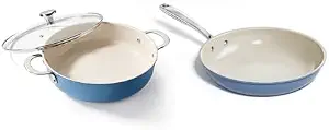 Redchef Stock Pot and Frying Pan Skillet, All Stovetops (Gas, Electric & Induction), Dishwasher/Oven Safe, PFAS-Free (Blue)