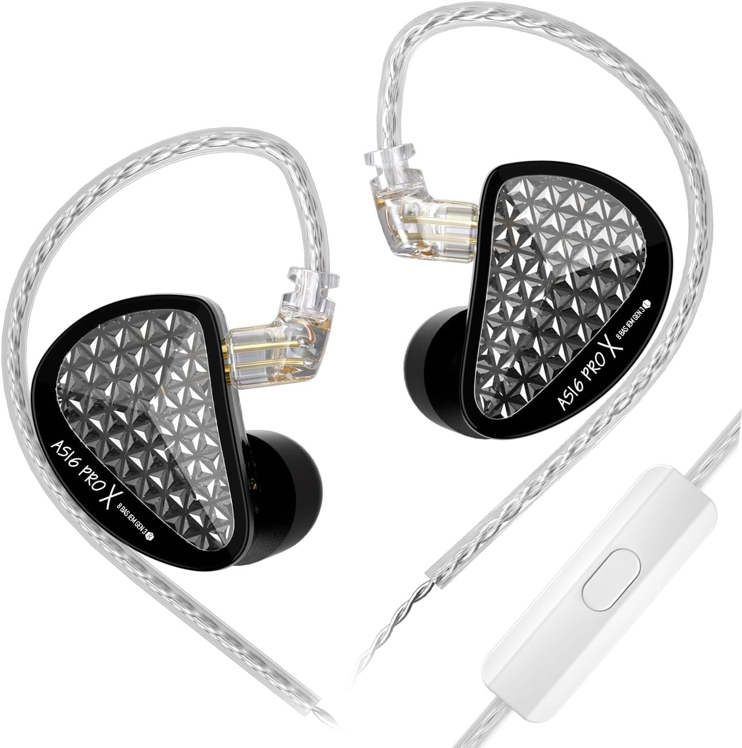 KZ AS16 Pro X 16BA Driver in Ear Monitor, HiFi Wired Earbuds, Noise Isolation Gaming Earbuds, Stereo Sound Deep Bass IEM Earphones Detachable Cable for Musician (Mic)
